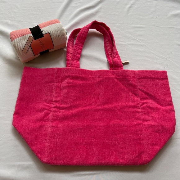 Victoria Secret Pink Terry Cloth Beach Gym Tote & Beach Blanket NWT - Picture 13 of 16